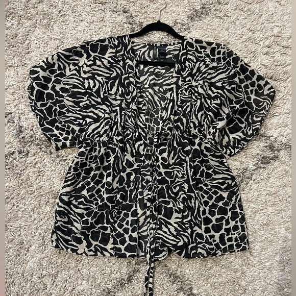 Bisou Bisou top size L Elastic waist with a tie (J129) - Picture 7 of 7